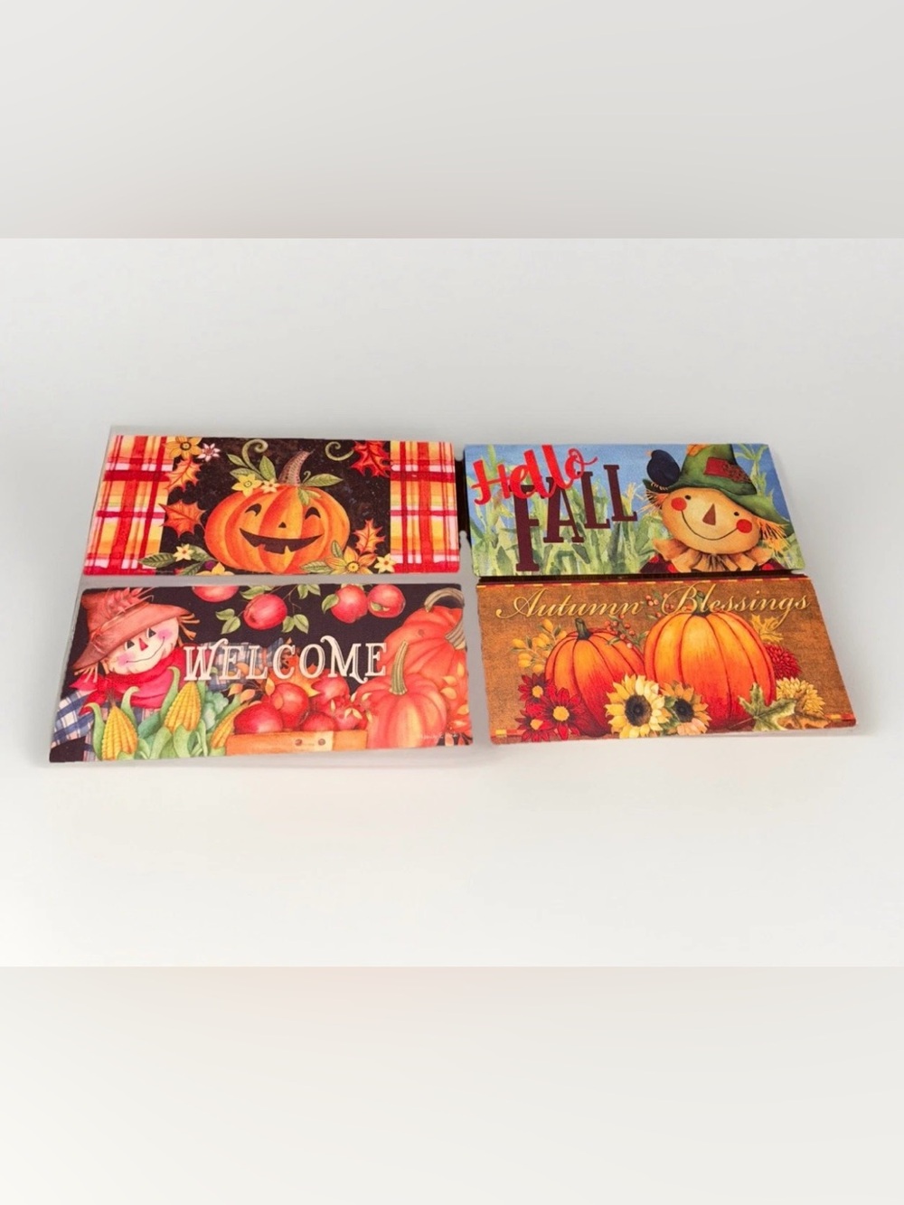 Lot of 4 Fall Autumn Interchangeable Switch Mats Pumpkin Porch Inserts